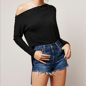 Free People Black Luna Tee